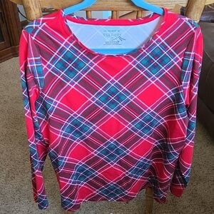 Talbots Red and Green Plaid Long Sleeve Shirt